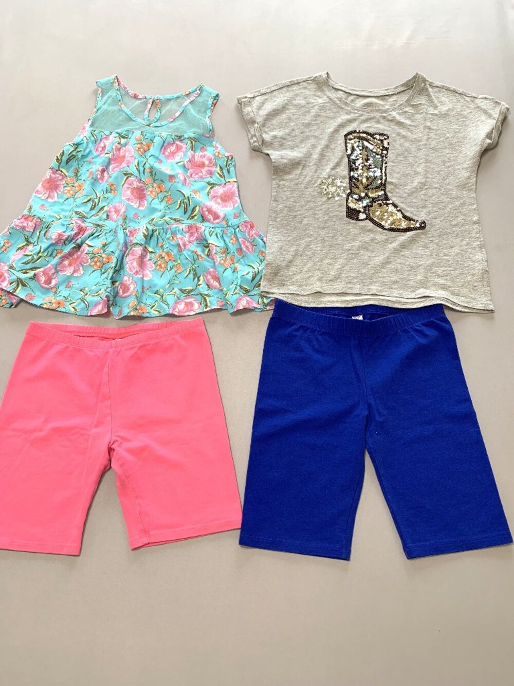 4 Piece Kids Shorts T-shirt Set Pink/Blue/Gray Justice/Oshkosh Size 10/12